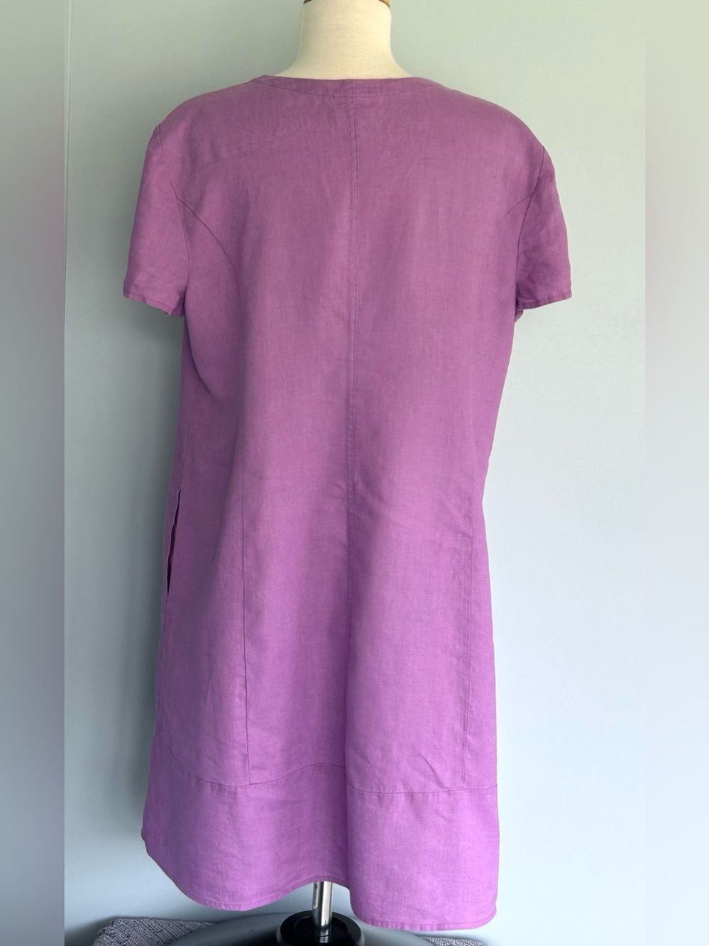 J.Jill Love Linen Purple Knee Length Dress oversized relaxed fit Sz L like XL - Picture 3 of 10